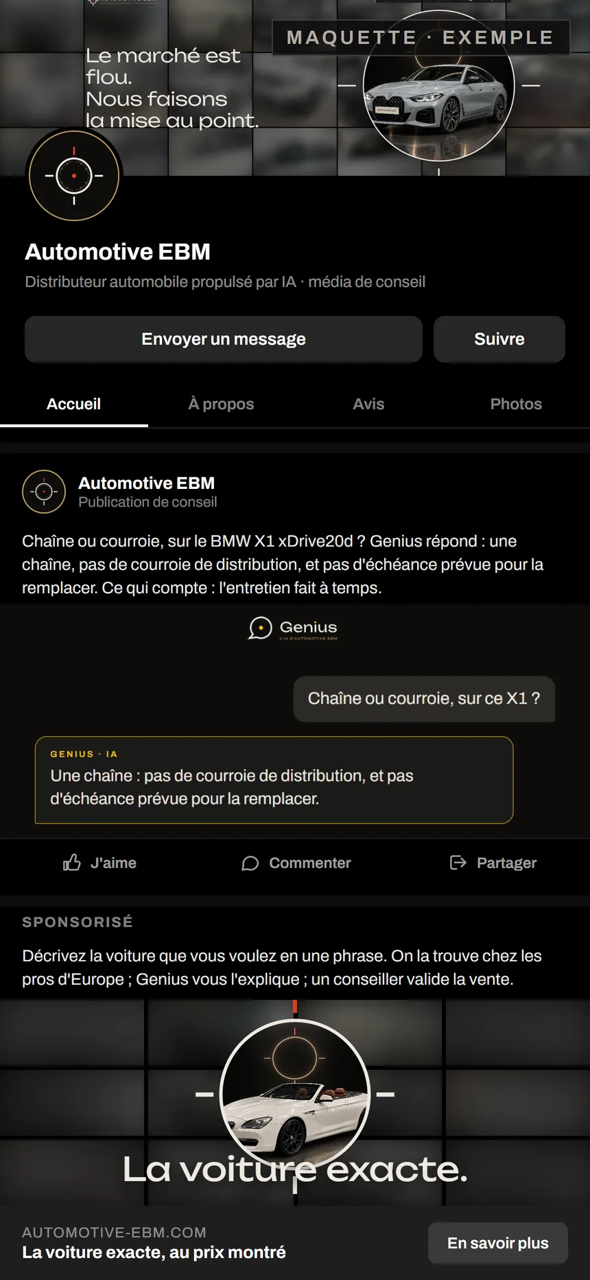 La page Facebook