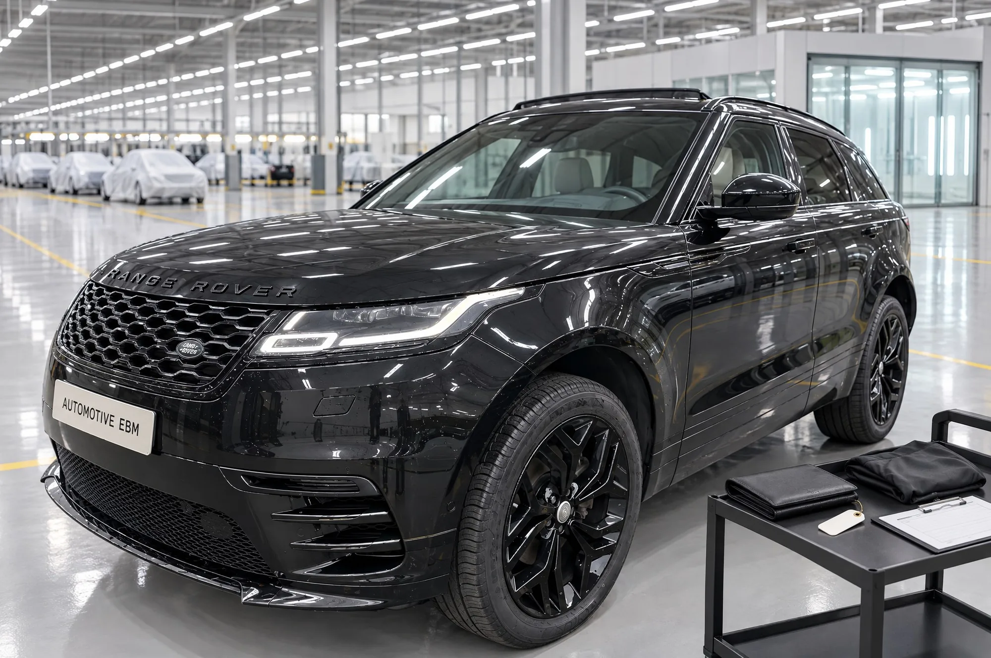 Le Range Rover Velar dans l'usine de préparation du partenaire