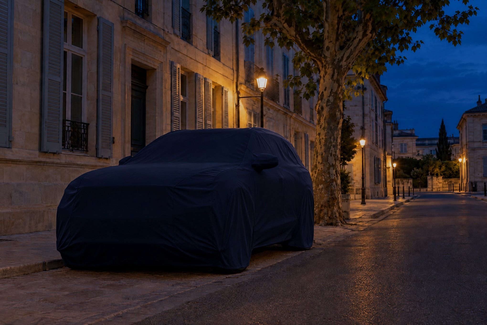 La voiture sous sa housse