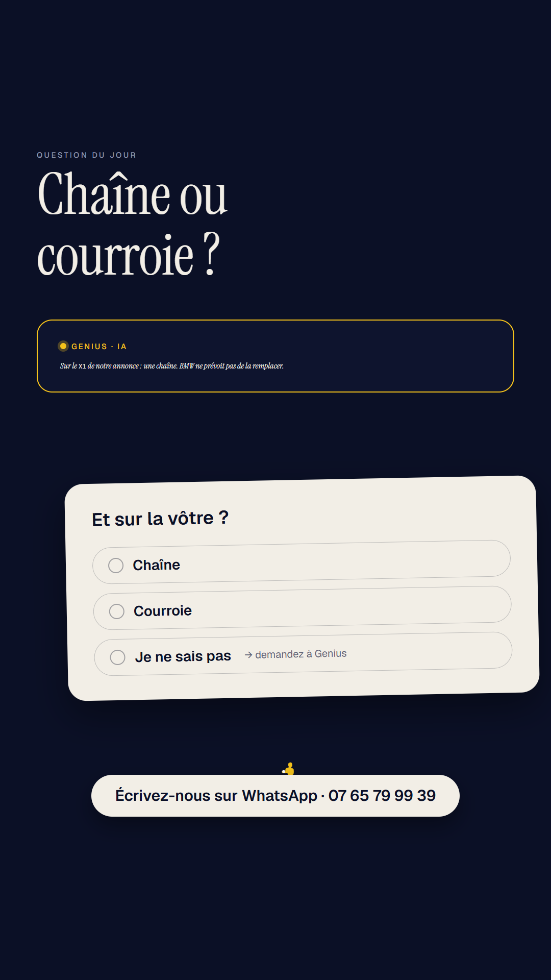 Story : chaîne ou courroie ?