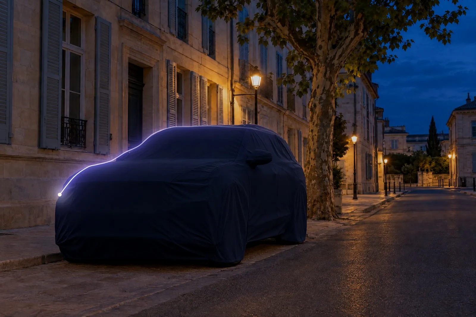 La ligne de lumière s'allume sur la housse