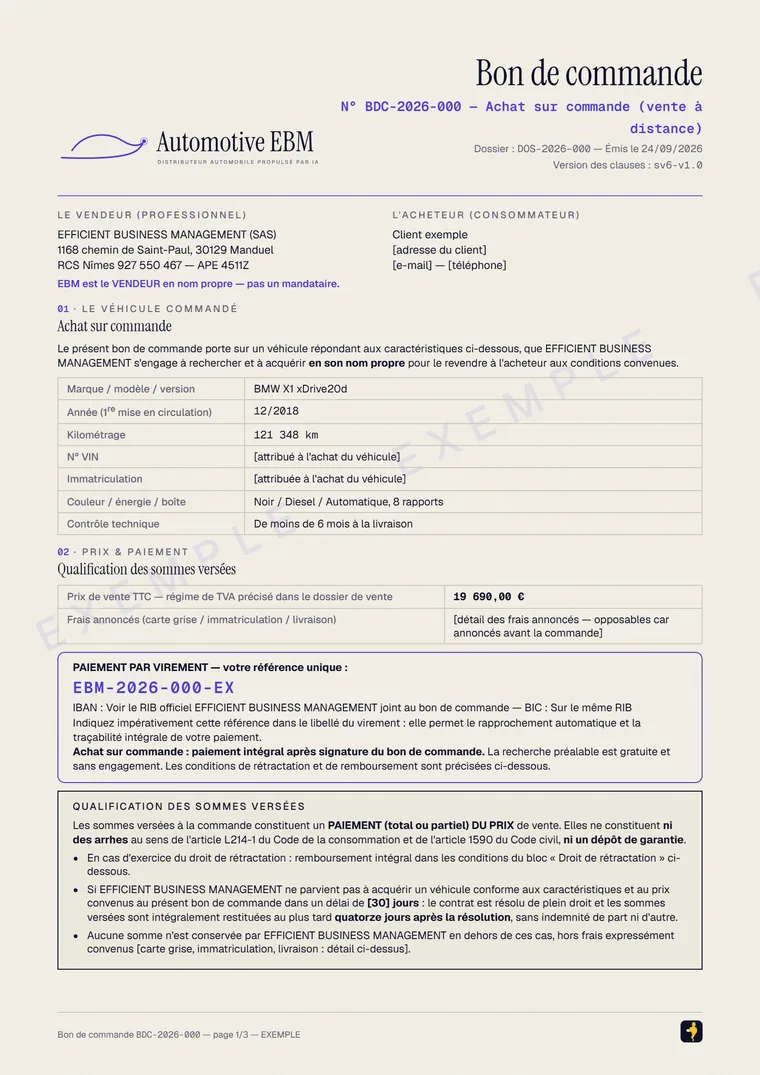 Le bon de commande