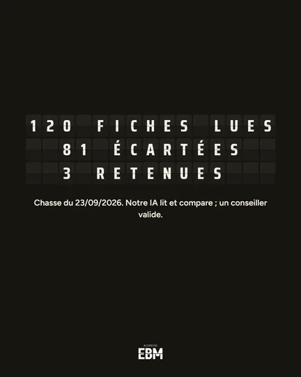 120 fiches lues, 81 écartées, 3 retenues